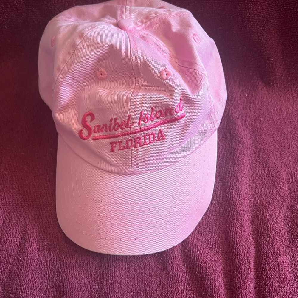 SANIBEL ISLAND FLORIDA BASEBALL ADJUSTABLE PINK HAT